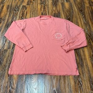 PINK Victoria's Secret Long Sleeve Pocket Tee‎ Orange Pink Ocean Made Me Salty L